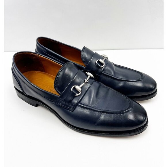 Allen Edmonds RANDOLPH Horse Bit Loafers Men’s 10 Shoes Leather Slip On Navy - Picture 1 of 13
